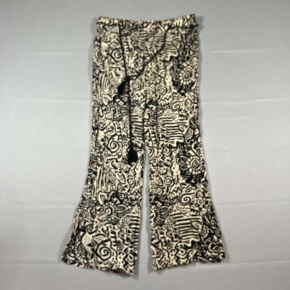 Sabrina Lauren Pants - Sabrina Lauren Lounge Pants Women M Multicolor Abstract Print High Rise Wide Leg